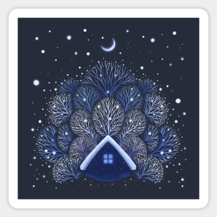 Tiny House - Snowy Night Sticker